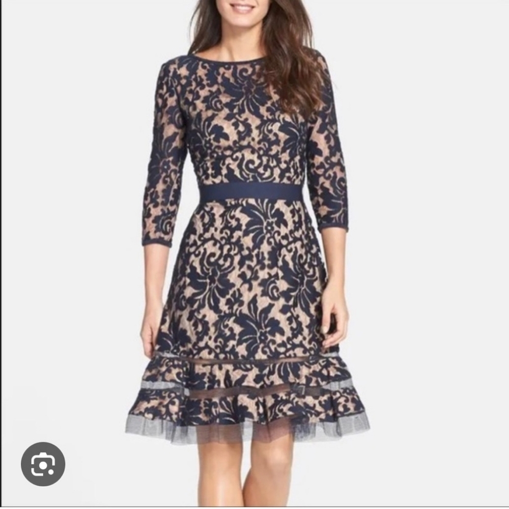Elegant Floral Lace Dress tadashi shoji